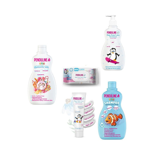 Penduline Saving Bundle 2 (shampoo 450ml- Diaper Rash Cream 75ml - Shower gel 300ml sweets - Baby Body Lotion 200ml- Wipes )