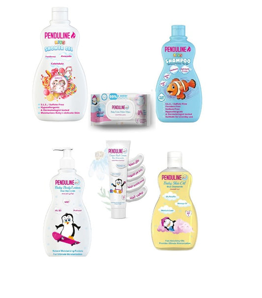 Saving Bundle 6  (Shampoo 250ml - Shower Jel 300ml sweets -Lotion 200ml - Wipes - Oil 100ml - Diaper Rash 75ml )