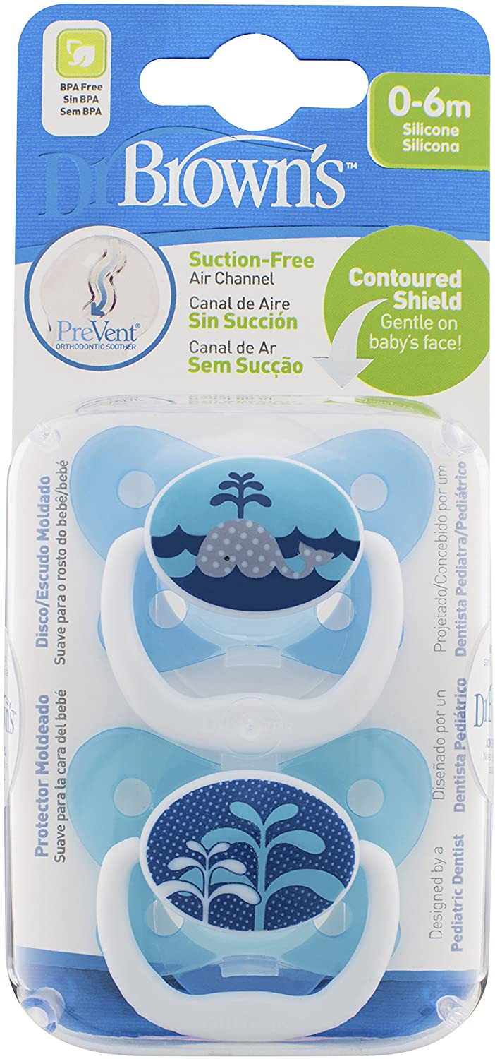 Dr.Brown's PreVent BUTTERFLY SHIELD Pacifier - Stage 1 * 0-6M - Blue, 2-Pack