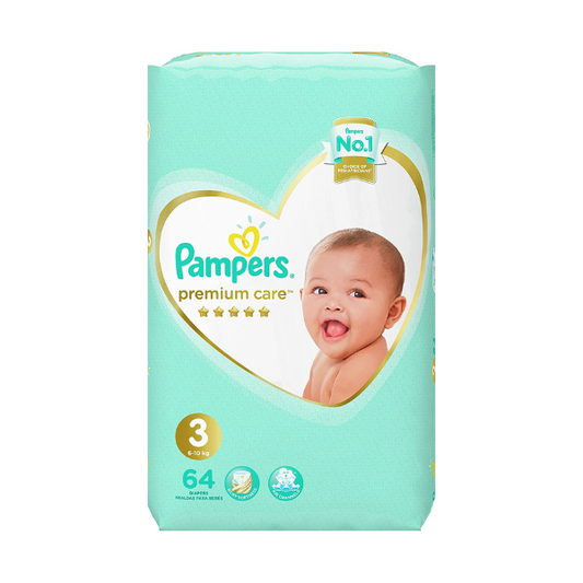 Pampers Premium Care Diapers Size 3, 6-10 Kg , 64 diapers