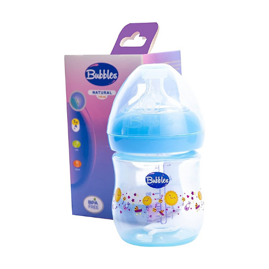 Bubbles Natural Baby Bottle 1m 150ml Blue