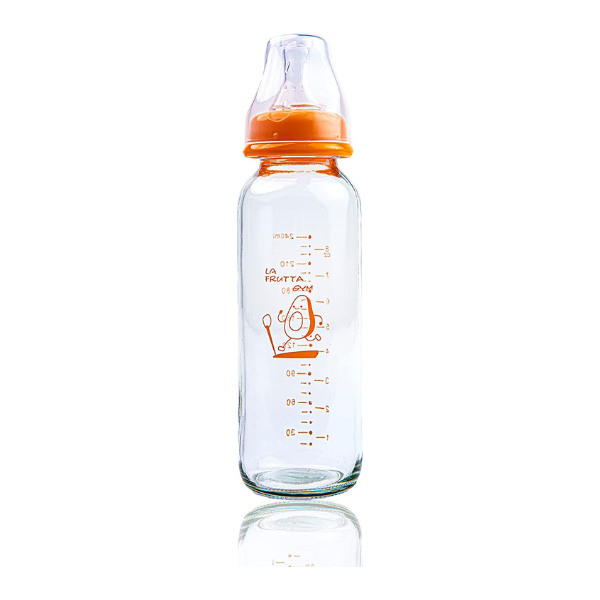 La Frutta Feeding Bottle 240ml Glass Orange