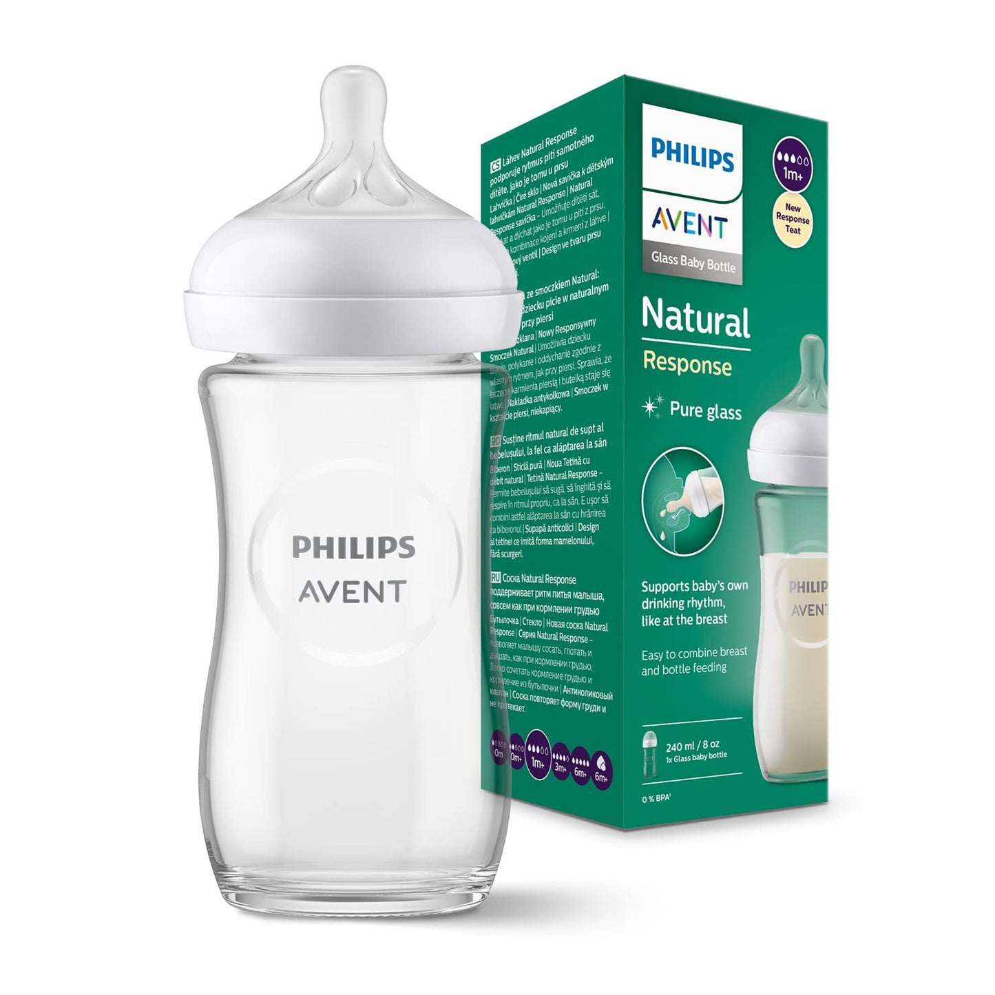 Avent Natural Bottle Glass Response (1M+) 240ml- 1 Pack